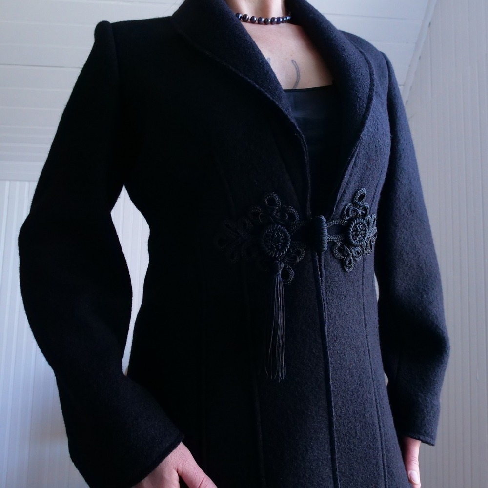 Soft Surroundings black boiled wool structured‎ cardigan/blazer